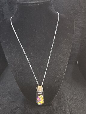 Kohl's Silver-Tone Glass Vial Necklace with Multicolor Beads
